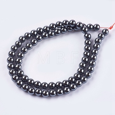 Non-Magnetic Synthetic Hematite Beads Strands G-H1623-6mm-1-1