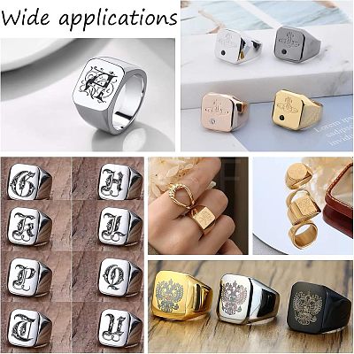 Unicraftale 3Pcs 3 Size 304 Stainless Steel Rectangle Signet Finger Rings RJEW-UN0001-26P-1