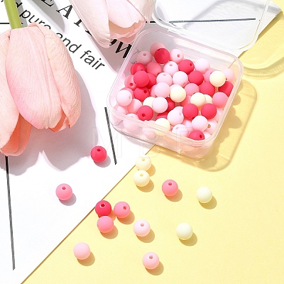 70Pcs Rubberized Style Acrylic Beads MACR-FS0001-71B-1