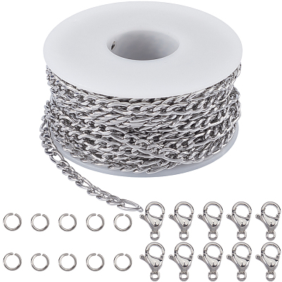 304 Stainless Steel Figaro Chains Chains FIND-SC0012-50B-P-1