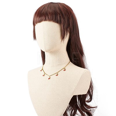 Dainty Cherry Alloy Enamel Pendant Necklace for Teen Girl Women NJEW-JN03757-01-1