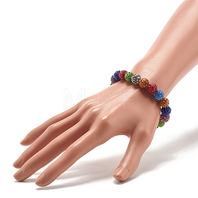 Sparkling Rhinestone Ball Beaded Stretch Bracelet for Women BJEW-JB07699-1