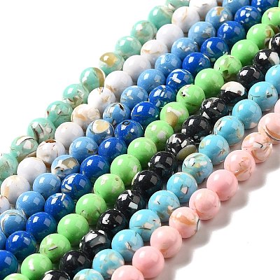 Synthetic Turquoise and Sea Shell Assembled Beads Strands G-D482-01D-1