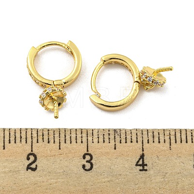Brass Micro Pave Clear Cubic Zirconia Hoop Earring Findings KK-G490-12G-1