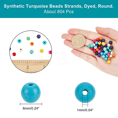 12 Strands 12 Colors Synthetic Turquoise Beads Strands TURQ-AR0001-08-1