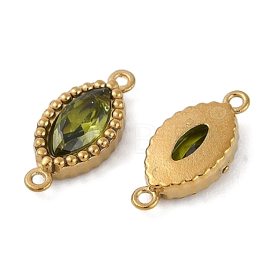 Ion Plating(IP) 304 Stainless Steel Cubic Zirconia Horse Eye Links Connector Charms X-STAS-K256-21G-1