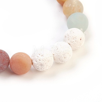 Natural Flower Amazonite and Natural Dyed Lava Rock Stretch Bracelets BJEW-JB03798-04-1
