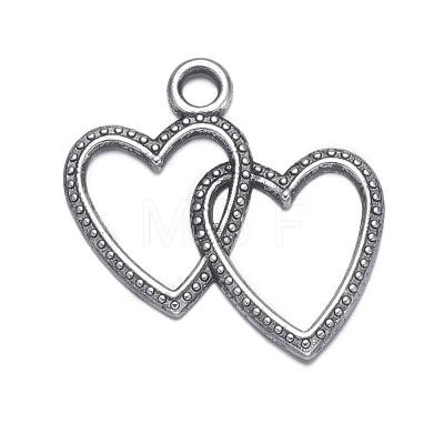 Antique Silver Plated Tibetan Style Zinc Alloy Heart to Heart Pendants X-A0943Y-1
