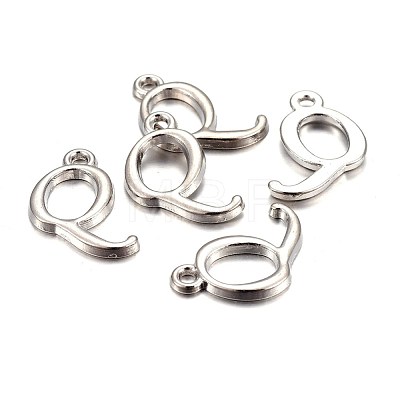 Platinum Plated Alloy Letter Pendants PALLOY-J718-01P-Q-1