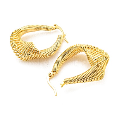 Rack Plating Brass Wire Wrap Twist Teardrop Hoop Earrings EJEW-A028-28G-1