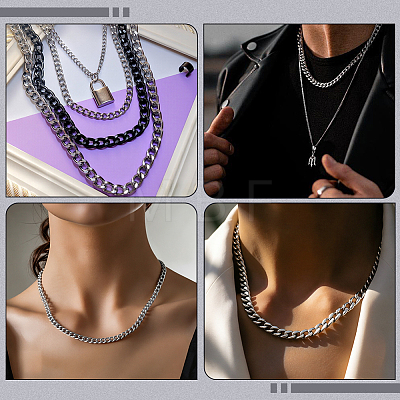 1Pc 304 Stainless Steel Cuban Link Chain Necklaces for Men Women NJEW-SP0001-23B-1