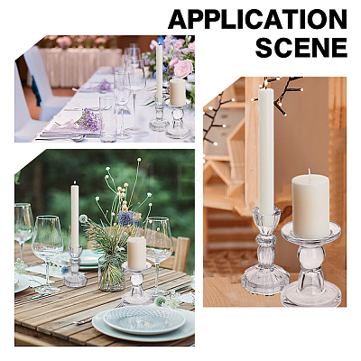 3Pcs 2 Styles Glass Candle Holders DJEW-HY0001-09-1