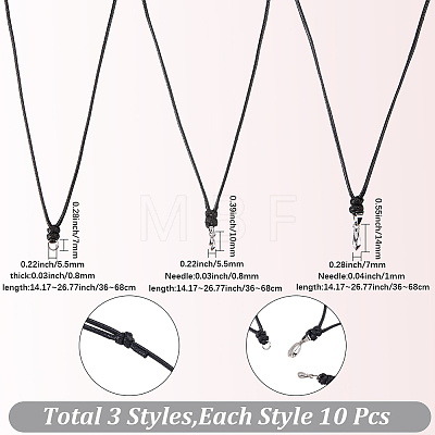 30Pcs 3 Styles Adjustable Waxed Polyester Cord Necklaces Making AJEW-SC0004-31-1