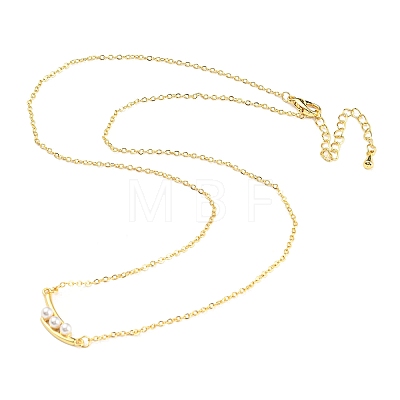 Pea Shaped Plastic Imitation Pearl Pendant Necklace with Brass Cable Chains NJEW-F316-01G-1
