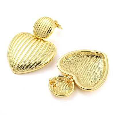 Rack Plating Brass Heart Dangle Stud Earrings EJEW-P242-06G-1