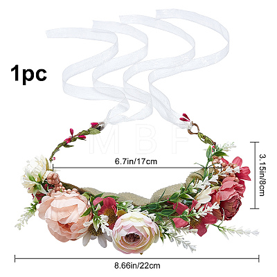 Cloth Artificial Flower Bridal Wreath OHAR-WH0011-19-1