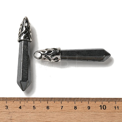 Natural Black Stone Pointed Big Pendants G-Z055-01P-13-1