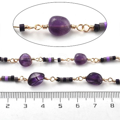 Natural Agate & Glass Link Chains CHC-K014-11G-03-1