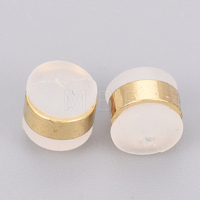 Brass Rubber Ear Nuts KK-T025-41G-1