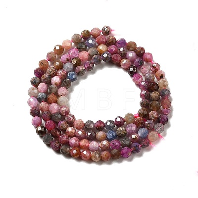 Natural Red Corundum/Ruby and Sapphire Beads Strands G-I341-10B-1