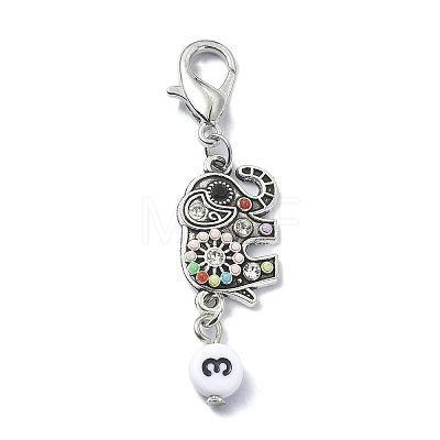 Alloy Resin and Rhinestone Pendant Decoration HJEW-JM01475-1