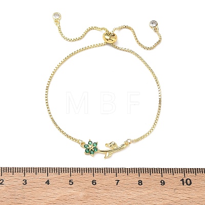 Adjustable Brass Micro Pave Clear Cubic Zirconia Box Chain Slider Bracelets BJEW-C156-09G-01-1