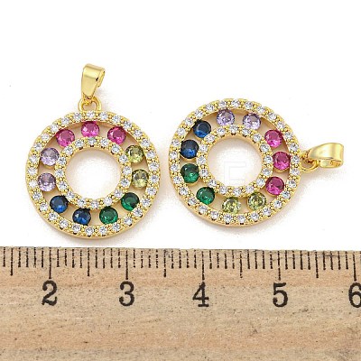 Round Rack Plating Brass Cubic Zirconia Pendants KK-M291-07G-1