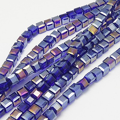 Electroplate Glass Beads Strands EGLA-D018-6x6mm-67-1