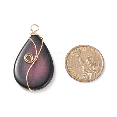 Natural Crackle Agate Pendants PALLOY-JF01867-02-1