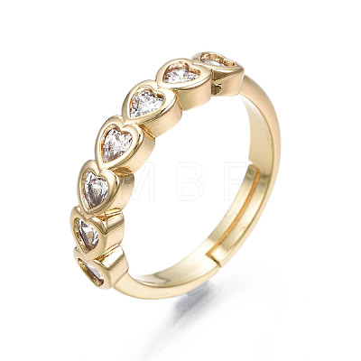 Infinity Love Cubic Zirconia Heart Adjustable Ring RJEW-N035-062-NF-1