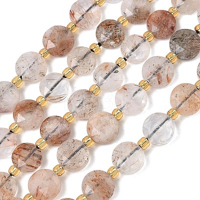 Natural Black Gold Rutilated Quartz Beads Strands G-C116-A182-02-1