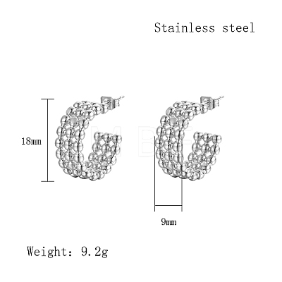 304 Stainless Steel Round Stud Earrings PJ3518-2-1