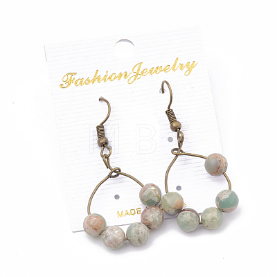 Natural Aqua Terra Jasper Dangle Earrings EJEW-S202-011B-1