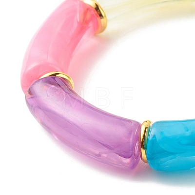 Acrylic Tube Beaded Stretch Bracelets BJEW-JB07766-1
