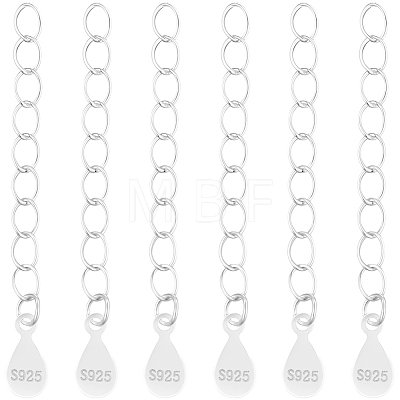 10Pcs 925 Sterling Silver Twisted Extender Chains STER-BBC0008-99-1
