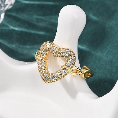 Brass Micro Pave Cubic Zirconia Cuff Open Rings RJEW-F204-07A-G01-1