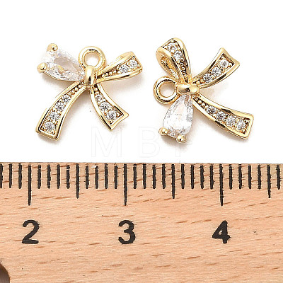 Brass Micro Pave Clear Cubic Zirconia Charms KK-C054-04G-1