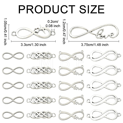 30Pcs 6 Styles 201 Stainless Steel & Alloy Connector Charms STAS-YW0003-10-1