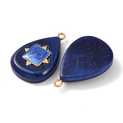 304 Stainless Steel Resin Pendants STAS-F352-07E-07-1