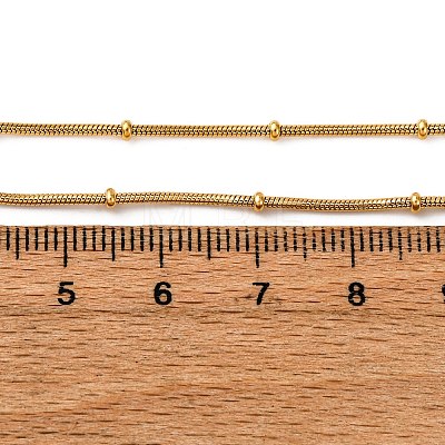 1.2MM 304 Stainless Steel Rondelle Bead Round Snake Chain Necklaces NJEW-K291-03G-1