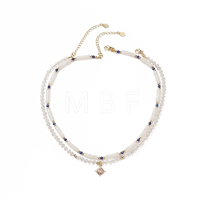 Natural White Jade & Crystal Beaded Necklaces NJEW-JN04137-1