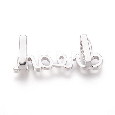 Brass Micro Pave Cubic Zirconia Letter Slide Charms ZIRC-P077-30-NR-1