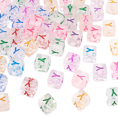 50Pcs Acrylic European Beads MACR-TADJ0001-13Y-1
