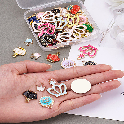 48Pcs 24 Colors Alloy Enamel Charms ENAM-TA0001-23-1