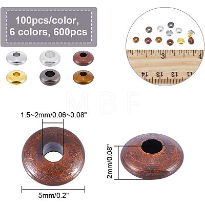 600Pcs 6 Colors Brass Spacer Beads KK-CA0003-58-1