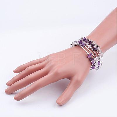 Five Loops Wrap Amethyst Beads Bracelets BJEW-JB02589-05-1