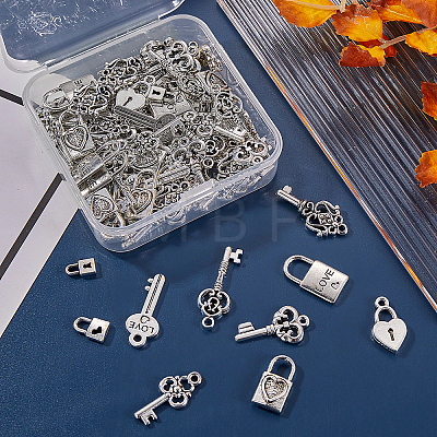 100Pcs 10 Styles Tibetan Style Alloy Pendants TIBEP-CJ0001-79-1