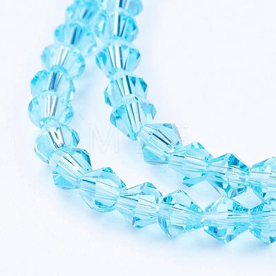Light Sky Blue Glass Bicone Beads Strands X-GLAA-S026-06-1