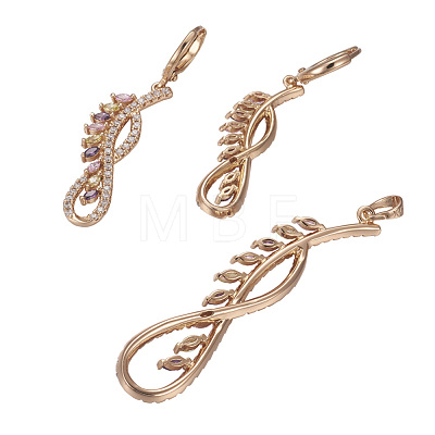 Golden Plated Brass Rhinestone Dangle Earrings & Pendant Sets SJEW-L191-01B-1