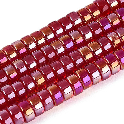 AB Color Plated Transparent Glass Beads Strands GLAA-T026-3x6mm-T09-1